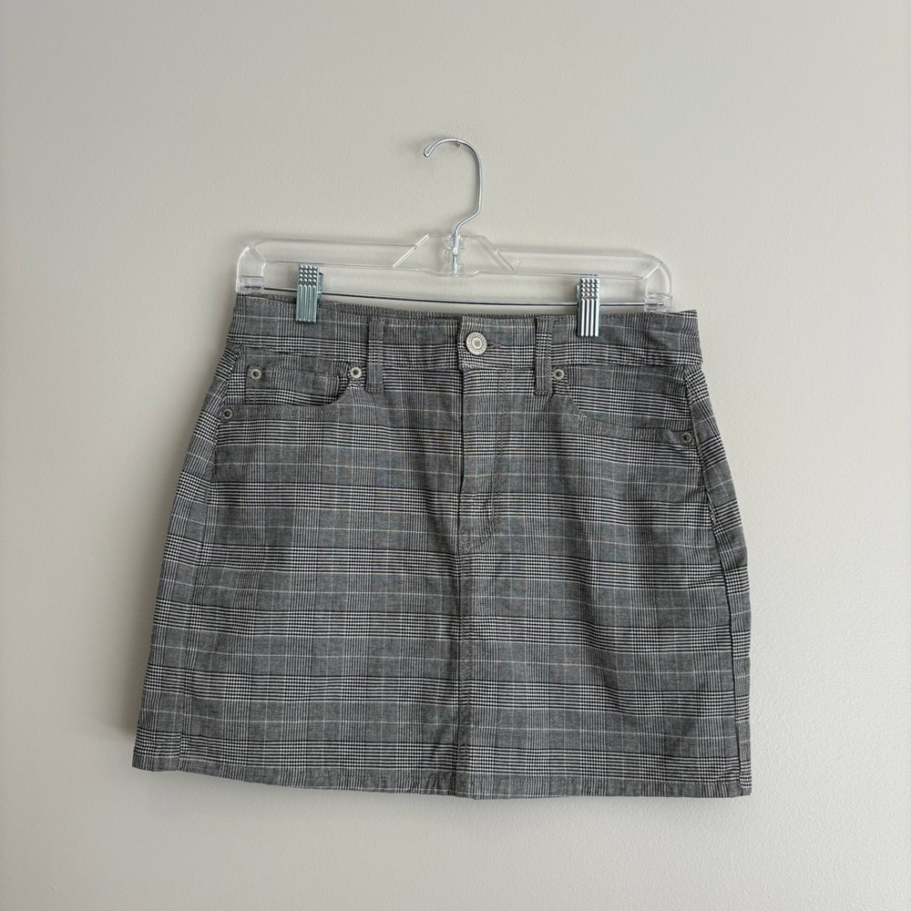 American Eagle Outfitters Gray Checkered Hi-Rise Mini Skirt